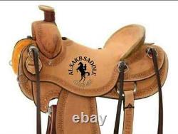 Hand-carved Western Rough out Ranch cutter Horse Saddle with tack set free ship