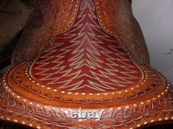 Hand made, hand carved Leather Western Roping Saddle 16 Beautiful seat FQHB