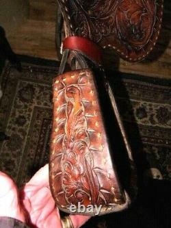 Hand made, hand carved Leather Western Roping Saddle 16 Beautiful seat FQHB