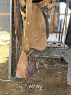 Handmade 13 Light Tan Leather Cavalry Western Saddle Excellent Condition