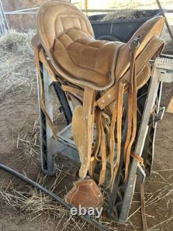Handmade 13 Light Tan Leather Cavalry Western Saddle Excellent Condition