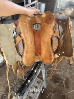 Handmade 13 Light Tan Leather Cavalry Western Saddle Excellent Condition