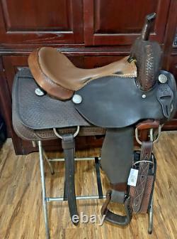 Handmade By PAC Western Saddle 16 Seat Tooled Leather Horse Cutting Penning VG