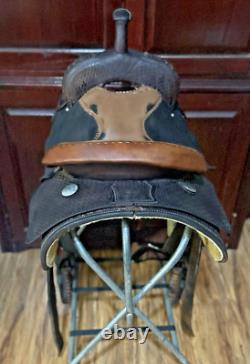 Handmade By PAC Western Saddle 16 Seat Tooled Leather Horse Cutting Penning VG