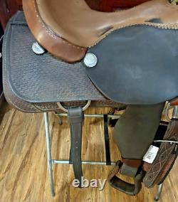 Handmade By PAC Western Saddle 16 Seat Tooled Leather Horse Cutting Penning VG