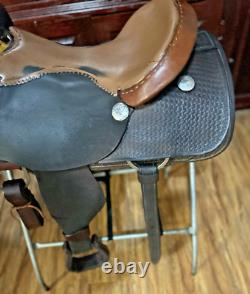 Handmade By PAC Western Saddle 16 Seat Tooled Leather Horse Cutting Penning VG