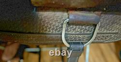 Handmade By PAC Western Saddle 16 Seat Tooled Leather Horse Cutting Penning VG