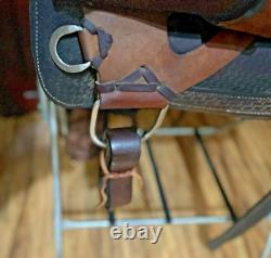 Handmade By PAC Western Saddle 16 Seat Tooled Leather Horse Cutting Penning VG