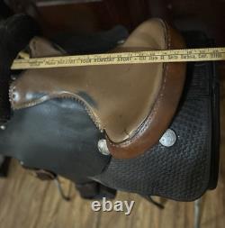 Handmade By PAC Western Saddle 16 Seat Tooled Leather Horse Cutting Penning VG