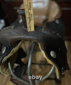 Handmade By PAC Western Saddle 16 Seat Tooled Leather Horse Cutting Penning VG