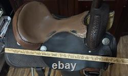 Handmade By PAC Western Saddle 16 Seat Tooled Leather Horse Cutting Penning VG
