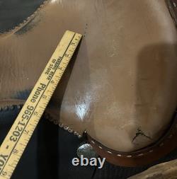 Handmade By PAC Western Saddle 16 Seat Tooled Leather Horse Cutting Penning VG