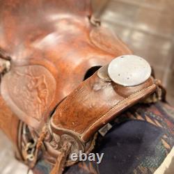 Handmade Leather Pleasure/Trail Western Saddle Floral Tooled Brown 14 in