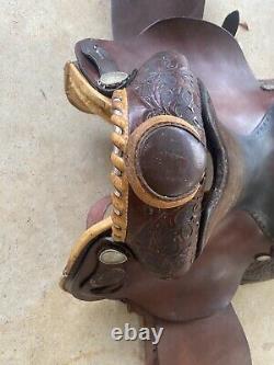 Handmade Vintage Silver Royal by Circle Y Mahogany Leather Western Saddle Tooled