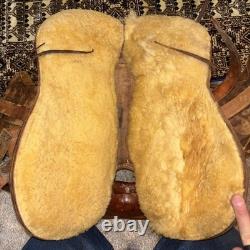 Handmade Western Big Horn Saddle 12 Inch Brown Leather Tooled Horse Saddle Used