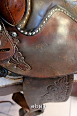 Handsome Hand-Tooled 15 CIRCLE Y Western Saddle Conditions READ