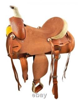 Hard Seat Roper Style Western Saddle Basket Stamp Tooling Full QH Bars 16 NEW