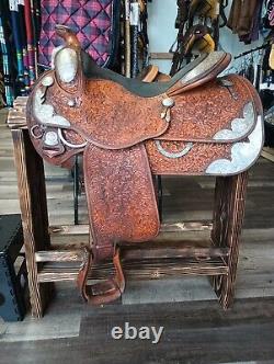 Harris Western Show Saddle 16 Overlaid Sterling Silver