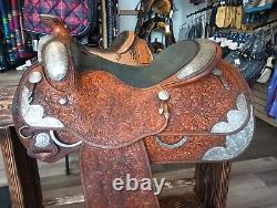 Harris Western Show Saddle 16 Overlaid Sterling Silver