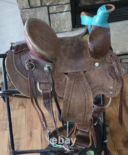 Heart Of Texas Youth Ranch Saddle 12 Beartrap Tapaderos Western Kids Rope Leath