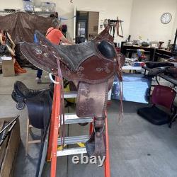 Henry Miller Tooled Western Horse Saddle Leather 16Inch Seat See Photos measure