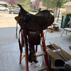 Henry Miller Tooled Western Horse Saddle Leather 16Inch Seat See Photos measure