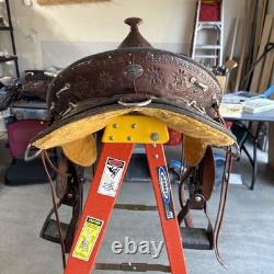 Henry Miller Tooled Western Horse Saddle Leather 16Inch Seat See Photos measure