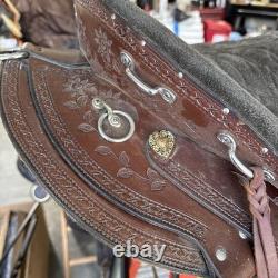 Henry Miller Tooled Western Horse Saddle Leather 16Inch Seat See Photos measure