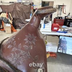 Henry Miller Tooled Western Horse Saddle Leather 16Inch Seat See Photos measure