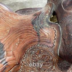 Hereford Brand Western Pleasure Saddle Brown Leather Floral Tooled See Pictures