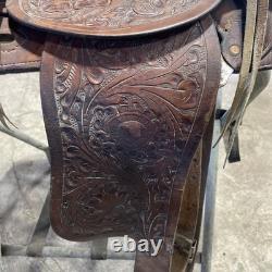 Hereford Brand Western Pleasure Saddle Brown Leather Floral Tooled See Pictures