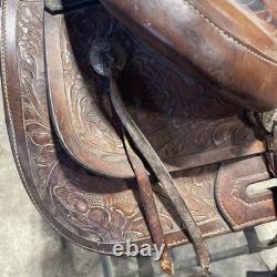 Hereford Brand Western Pleasure Saddle Brown Leather Floral Tooled See Pictures