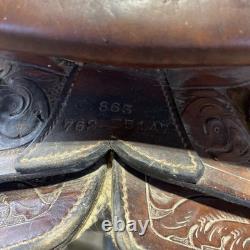 Hereford Brand Western Pleasure Saddle Brown Leather Floral Tooled See Pictures
