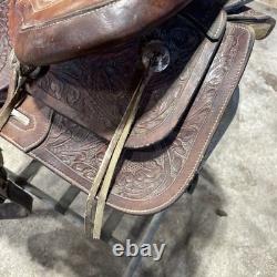 Hereford Brand Western Pleasure Saddle Brown Leather Floral Tooled See Pictures
