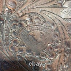 Hereford Brand Western Pleasure Saddle Brown Leather Floral Tooled See Pictures