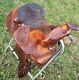Hereford Tan Tex Yoakum Western Brown Flowers Tooled Leather 15 Inch Saddle 1988