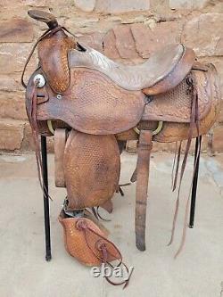 Hereford Working Western Ranch Saddle with Rope Holder and Tapaderos 15 seat