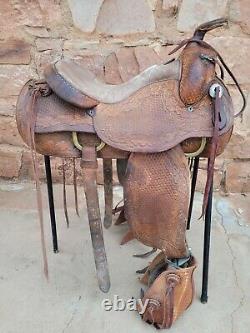 Hereford Working Western Ranch Saddle with Rope Holder and Tapaderos 15 seat