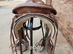 Hereford Working Western Ranch Saddle with Rope Holder and Tapaderos 15 seat