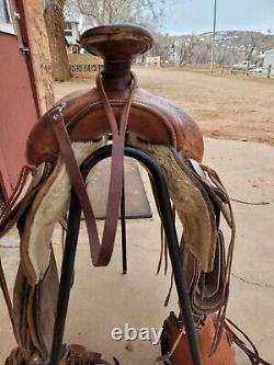 Hereford Working Western Ranch Saddle with Rope Holder and Tapaderos 15 seat