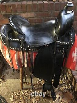 Highback Slickseat Western Saddle 15Parade w Spots Restored Vintage Sears