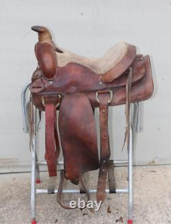 Horse Saddle Training Western 14-15 Roughout Leather Roping Trail Lesson Riding