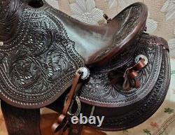 Horse Saddle Western A Fork Work Ranch Roping Roper Wade Tree Leather 16.5