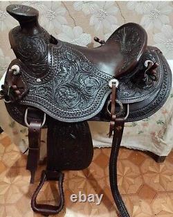 Horse Saddle Western A Fork Work Ranch Roping Roper Wade Tree Leather 16.5