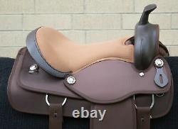 Horse Saddle Western Used Comfy Trail Barrel Synthetic Brown Tack 14 15 16