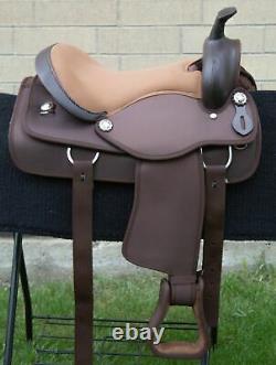 Horse Saddle Western Used Comfy Trail Barrel Synthetic Brown Tack 14 15 16