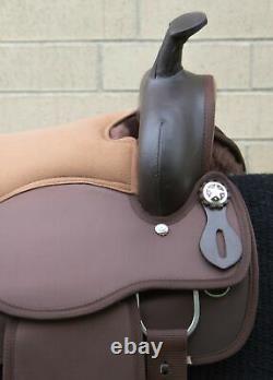 Horse Saddle Western Used Comfy Trail Barrel Synthetic Brown Tack 14 15 16