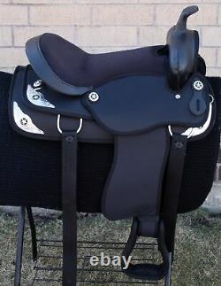 Horse Saddle Western Used Pleasure Trail Barrel Cordura Black Tack 15 16 17 18