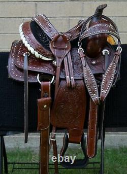 Horse Saddle Western Used Pleasure Trail Barrel Roping Leather Tack Set 12 13