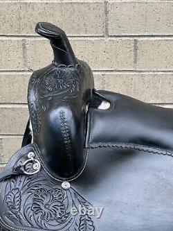 Horse Saddle Western Used Pleasure Trail Close Contact Black Leather Tack 15-18